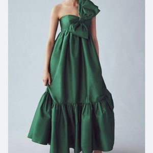 Green Anthropologie Atsu Bow Dress